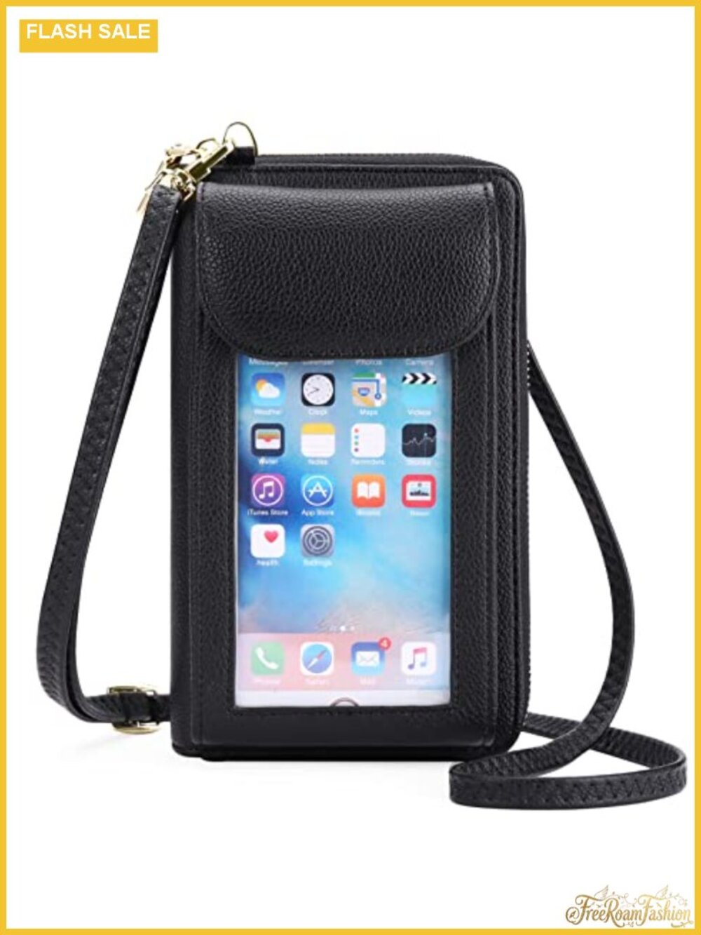 RFID Crossbody Phone Bag Purse PU Leather Wallet with Card Slots Adjustable